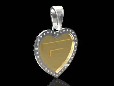 Paved Heart Disc jewelry stl 3dm Pendant model jp0374 3D print model