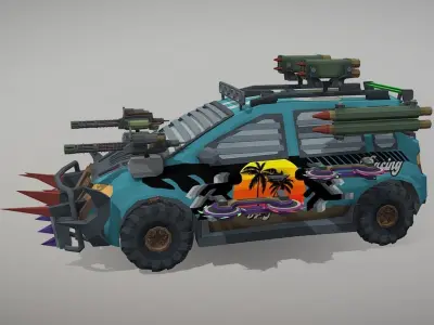 Low Poly Post Apocalypse Sport Car Low-poly 3D model