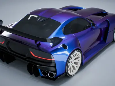 Dodge Viper SRT MONSTER Unreal Engine Ready Low Poly Model Low-poly 3D model