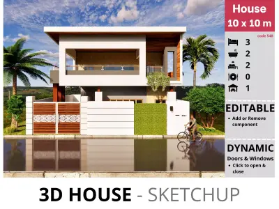 House 10x10m code 548 - Sketchup 3D model 3D model 3D model