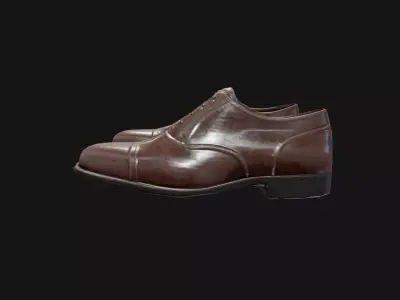 Classic Brown Oxford Shoes Game Ready 3D Model  Low-poly 3D model