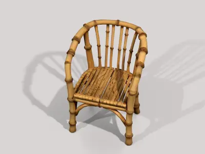 Stylized bamboo chair armchair Low-poly 3D model