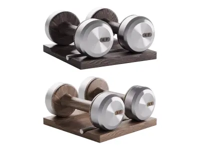 COLMIA Dumbbells Pair With Wooden Stand 3D model