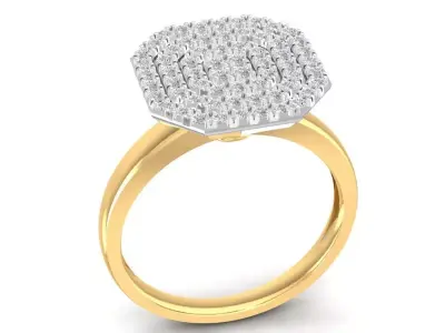 Luxury Square Cluster Diamond Ring 3D Model 3022 3D print model