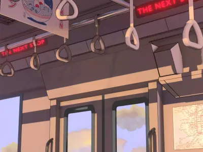 aesthetic train interior anime ghibli  3D model