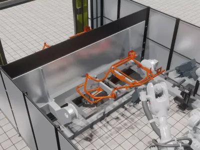 Industrial - FULL Procees 3D Simulation Sport Welding Robot ABB Low-poly 3D model