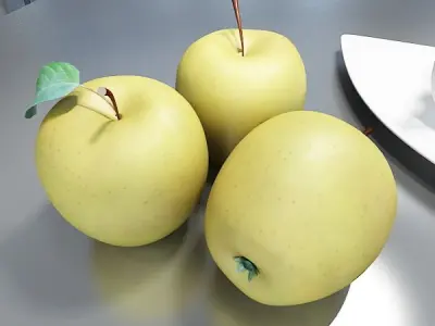Yellow Apple High Detail Resolution 3D model