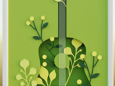 3D Photo Frame Guitar -01 3D model