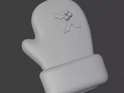 Mitten ornament with holly 3D print model