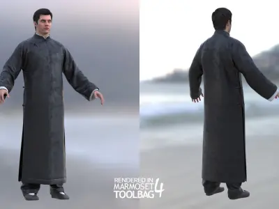 Realistic 3D model of Man - Martial Uniform 5 - Modular - Rigged Low-poly 3D model