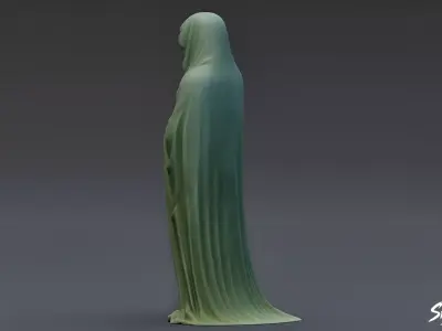 Ghost Statue Standing Hands Folded Low-poly 3D model