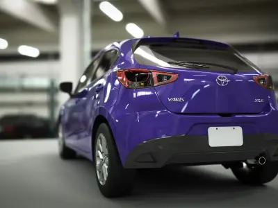 2020 Toyota Yaris XLE 3D Model Animation Rig Low-poly 3D model