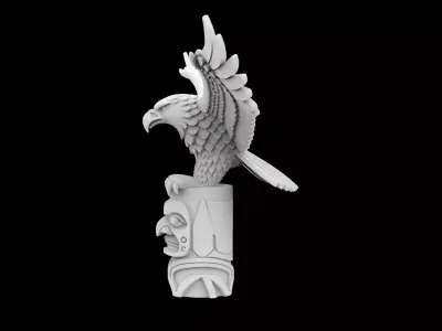 Eagle on Totem Base 3D Print Model 3D print model