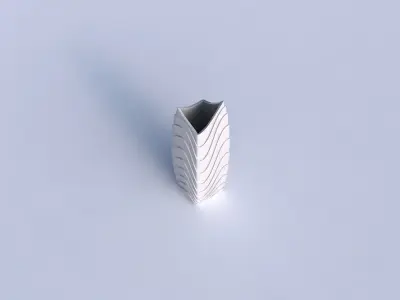 Vase double arc rectangle with horizontal wavy layers 3D print model