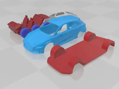 Audi RS3 Sportback 2025 - Separate Parts STL Model 3D print model