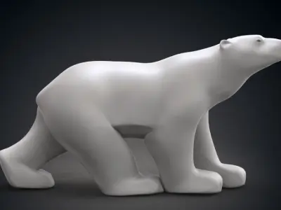 Polar Bear Modern Marble Sculpture Low-poly 3D model