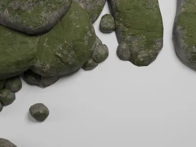 Mossy Stone Set Free low-poly 3D model