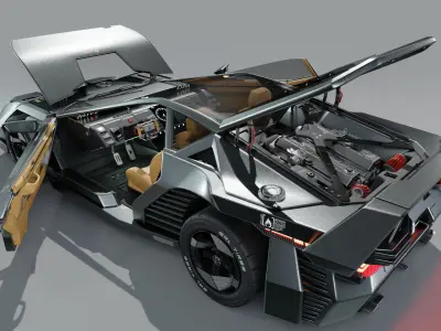 Car Cyberpunk fake brand GRL SATTO Low-poly 3D model