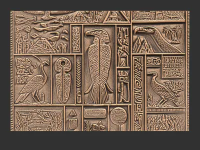 Wall Decor Plate with Ancient Egyptian Motifs  size   3D print model