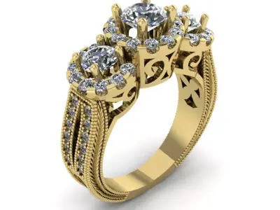 Elegant  Engagement  Filigree Ring 3D print model