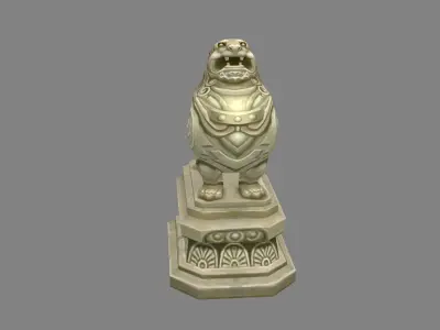 Standing Stone Lion Sculpture Low-poly 3D model