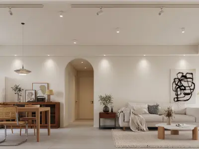 modern living room dining room interior scenes 48 3D model