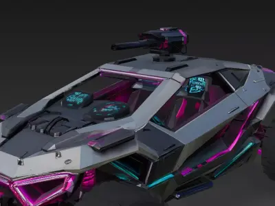 Cyberpunk Offroad Vehicle 3D Model Low-poly 3D model