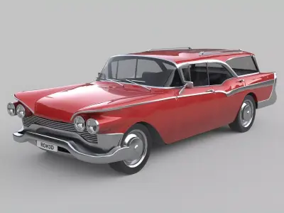 Mid-Century Classic Family Wagon Low-poly 3D model