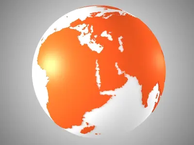 Solid Color Orange White Globe 3D model