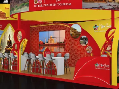 9mtr x 5mtr expo stall 2side open Exhibition Stand Design Low-poly 3D model