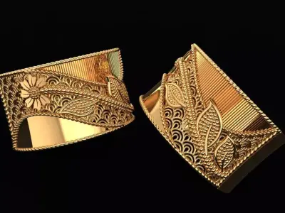 Women Ring 32 flower ring stylish band for women 3D print model