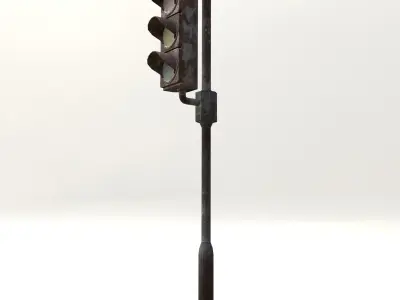 Game-ready rusty postapo retro traffic lights - Unity - UE4 Low-poly 3D model