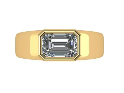 half bezel radiant signet ring  3D print model