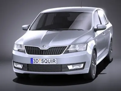 Skoda Rapid Spaceback 2017 VRAY 3D model