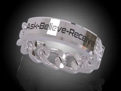Law of Attraction Cuban Chain Ring - Ask - Believe - Receive 3D print model
