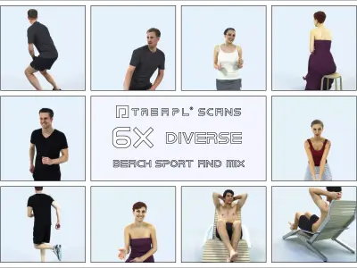 SAG07 6X Sports Beach Running Jogging Man Woman football 007 Low-poly 3D model