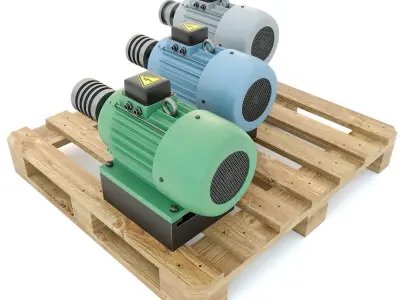 Electric motor - Wooden pallet 3D model 3D model