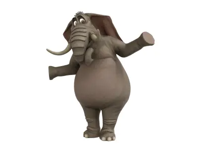Elephant Cartoon Rigged Low-poly 3D model purchase