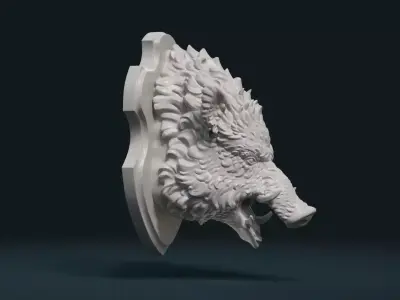 Wild Boar Mounted Head 3D print model