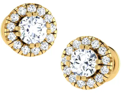 Solitaire Women Stud Earring 3dm STL OBJ FBX Render Details 3D print model