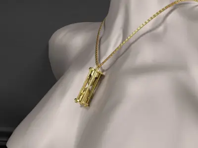 Hourglass pendant on a chain 3D model