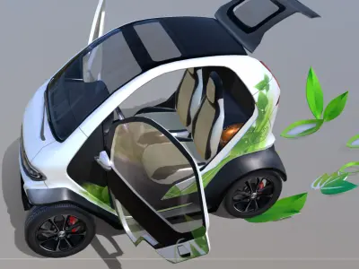Eli zero emission electric car Low-poly 3D model