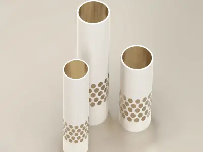 White and Gold Decor Vase Set  3D model