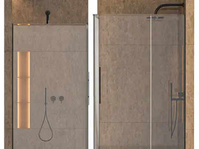 Shower cabin with partition 03 3D model