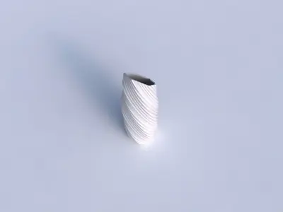 Vase twisted bent hexagon with flowing extruded lines 3D print model