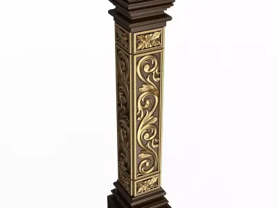 Stair Baluster 01 Red Low-poly 3D model