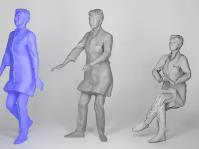 Animated medical doctor female walking sitting working 141 Low-poly 3D model