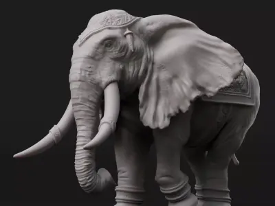 Ornate Elephant Statue Detailed 3D Printable Model 3D print model