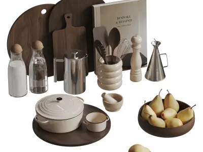Kitchen Decor Set With Pears 3D model