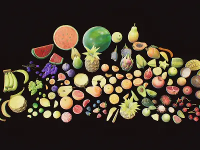 Stylized Fruits Pack 01 Low-poly 3D model